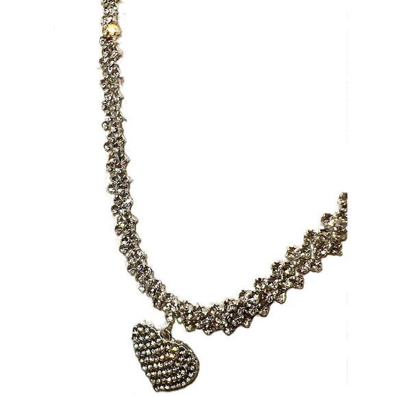 NEW Rhinestone Heart Pendant Chain Necklace - Picture 6 of 12